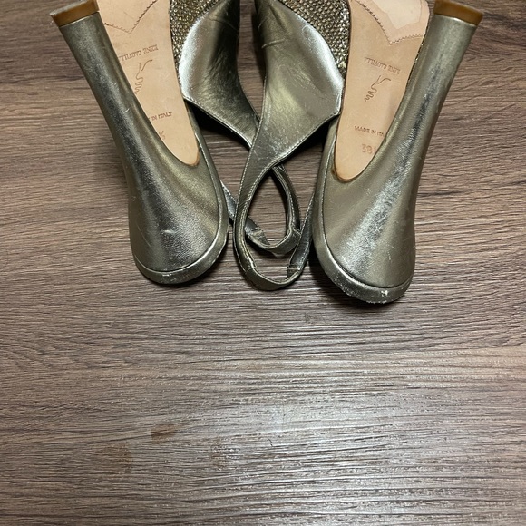 Rene Caovilla Slingback Platform Metallic Heels Sz 38.5 - Picture 4 of 6